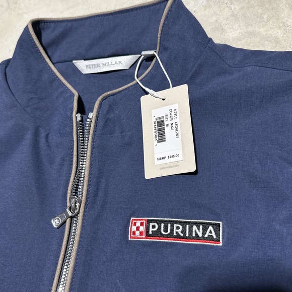 NWT $245 Peter Millar Women's SZ M Navy Surge Full Zip Vest Purina Logo Brand - Picture 3 of 10